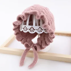 New Autumn and Winter Baby Girl Lace Princess Hat 3 Months to 3 Years Old Children Girls Knitted Hats
