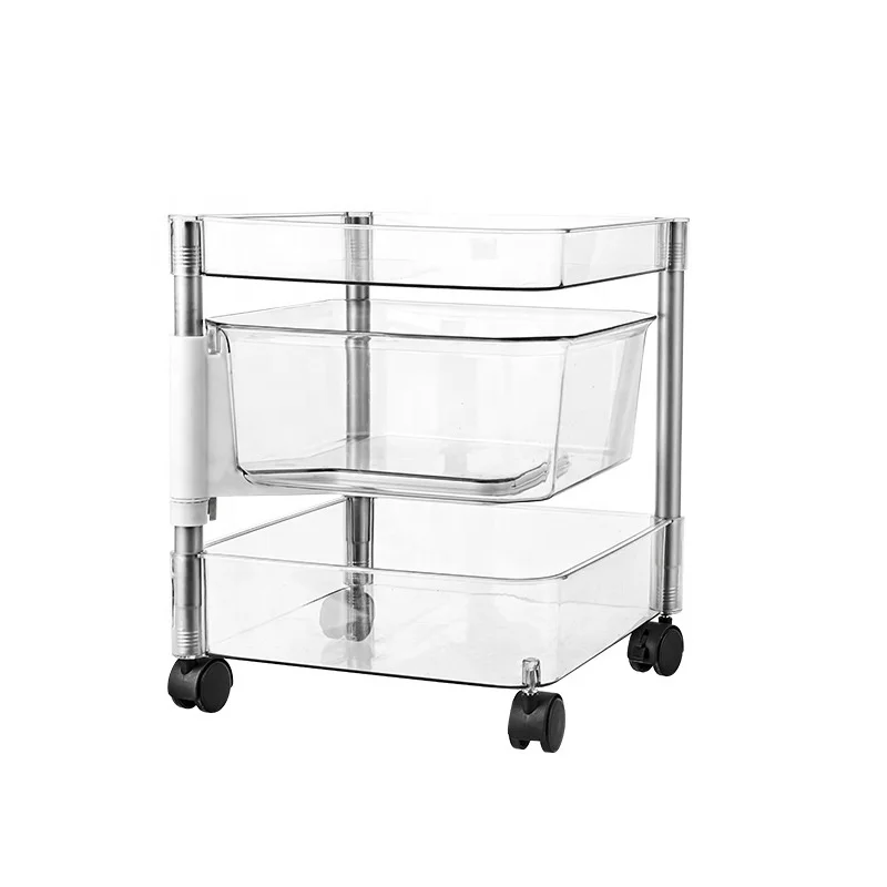 Hot-Selling Square Plastic Kitchen Vegetable and Fruit Storage Rack Rotatable 2/3/4/5/6 Tier Trolley