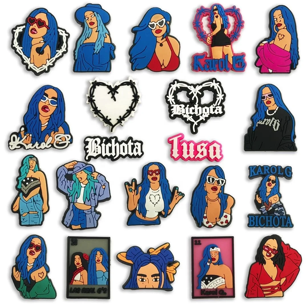 Karol G Singer Shoe Charms New Fashion Happy Charm Shoes Pvc Glow Shoe Charms For Jewelry Making