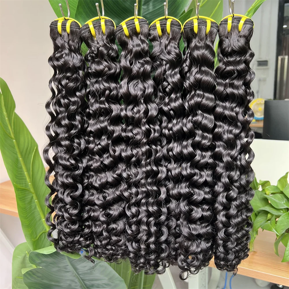 Yiwigs Raw-Unprocessed-Virgin-Hair-Vendors 100 Natural Hair Extensions Double Drawn Bouncy Deep Curly Human Hair Bundles