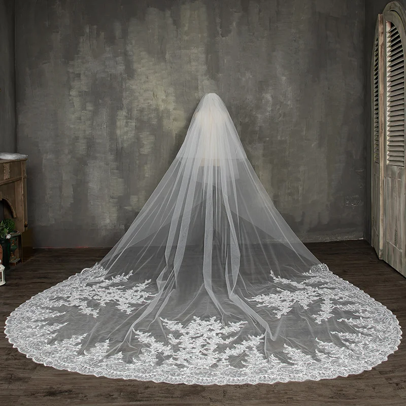 LUOXIN New Luxury Cathedral Veil  Long Wedding Veils Tulle Veil for Bride with Comb