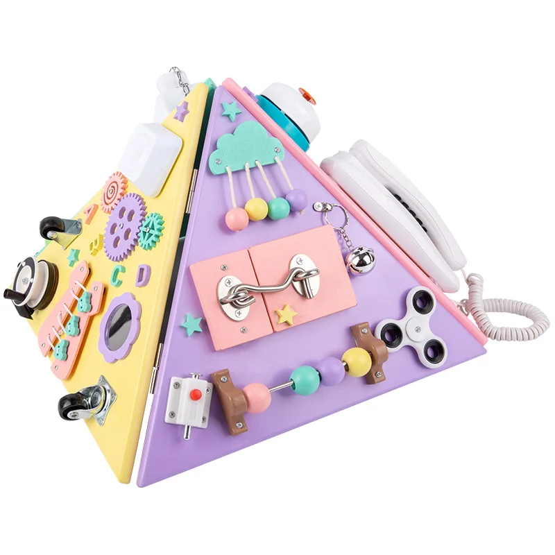 Early childhood education Montessori Pyramid busy board multifunctional parent-child interactive lockpicking wooden toys