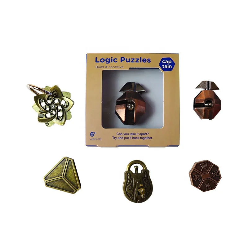 C01524-C01528 Classic Toy Cast Metal Disentanglement Puzzles Lock and Unlocking 3D Brain Teasers Delta Cast Puzzles Kids