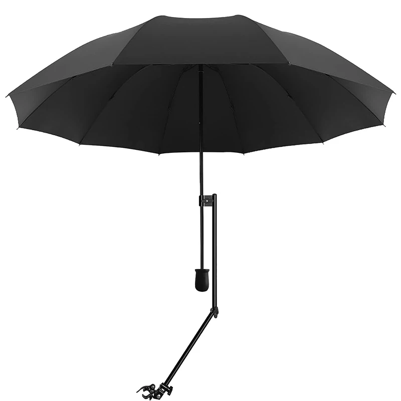 Automatic Carbon Fibre UPF 50+ Beach Umbrella with Adjustable Universal Clamp Portable Golf Umbrella for Chair