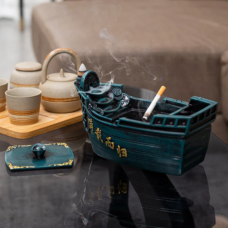 Decorations on the bedroom table, creative resin elephant statue ashtray, decorations on the home table