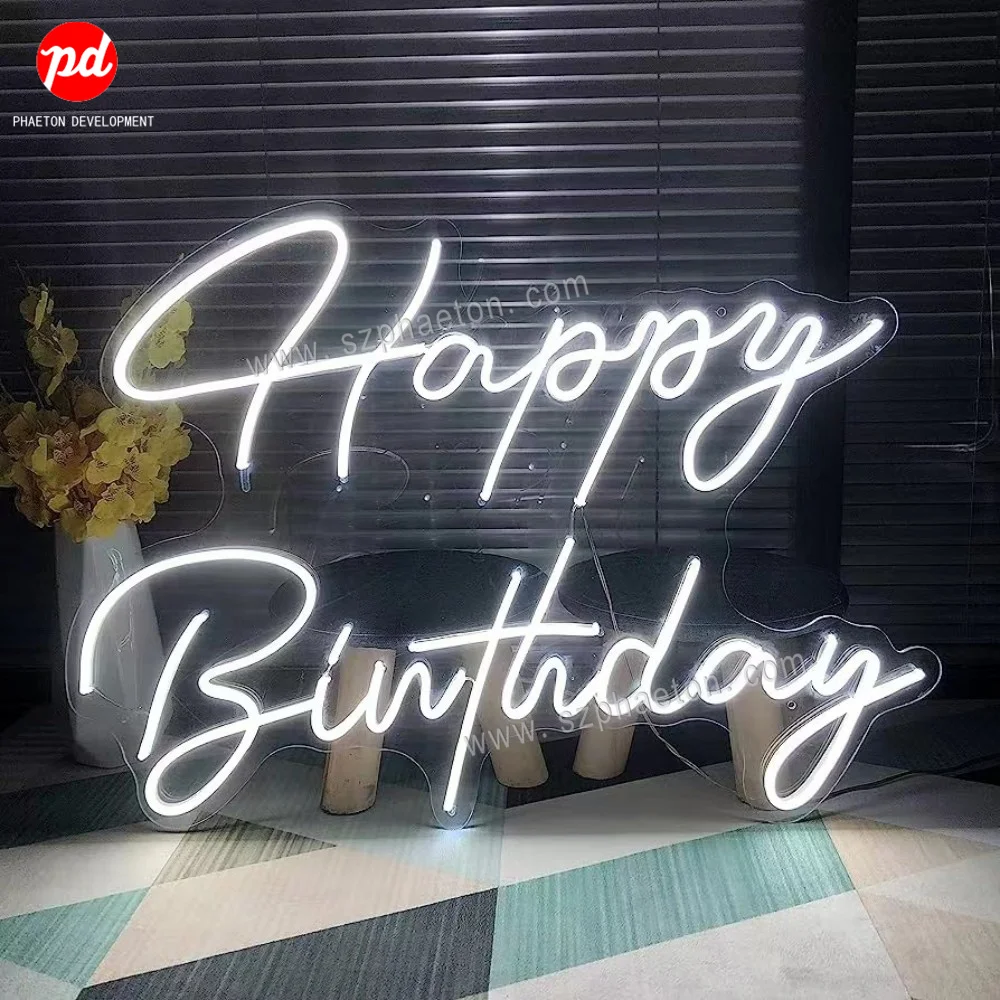 Custom Neon Sign Happy Birthday Decoration Light Neon Sign Drop Shipping for Bedroom Birthday Party Home
