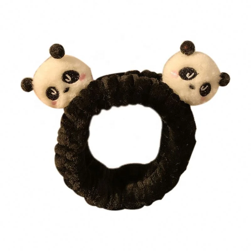 Fashion Plush Panda Headband Autumn Winter Head Hoop Cartoon Girls Kid Wash Face Hairbands Headdress Make Up Hair Accessories