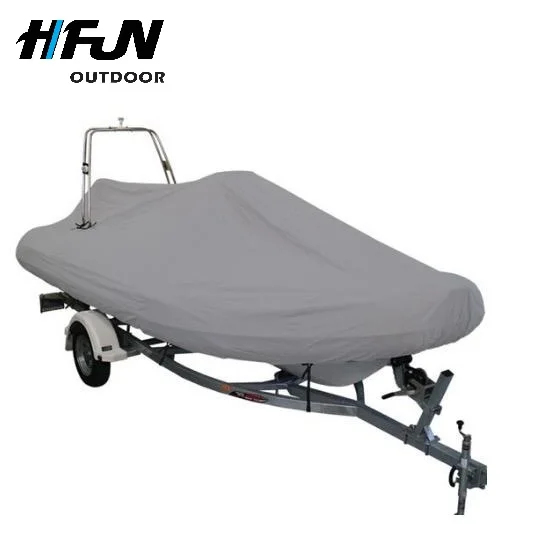 Waterproof 210D polyester fabric t top boat cover with black and grey colors