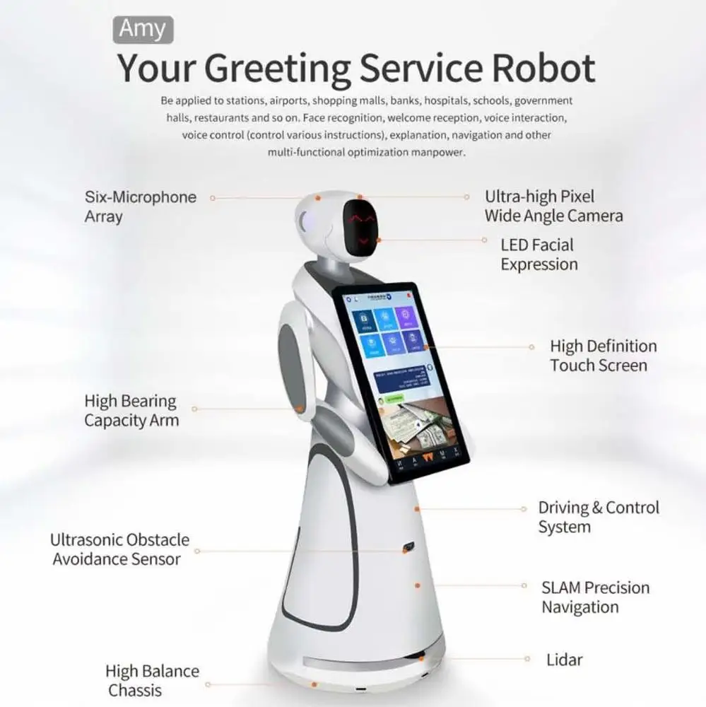 Humanoid Intelligent Commercial Service Reception Super Big Screen Ai Humanoid Intelligent Robot In Restaurant