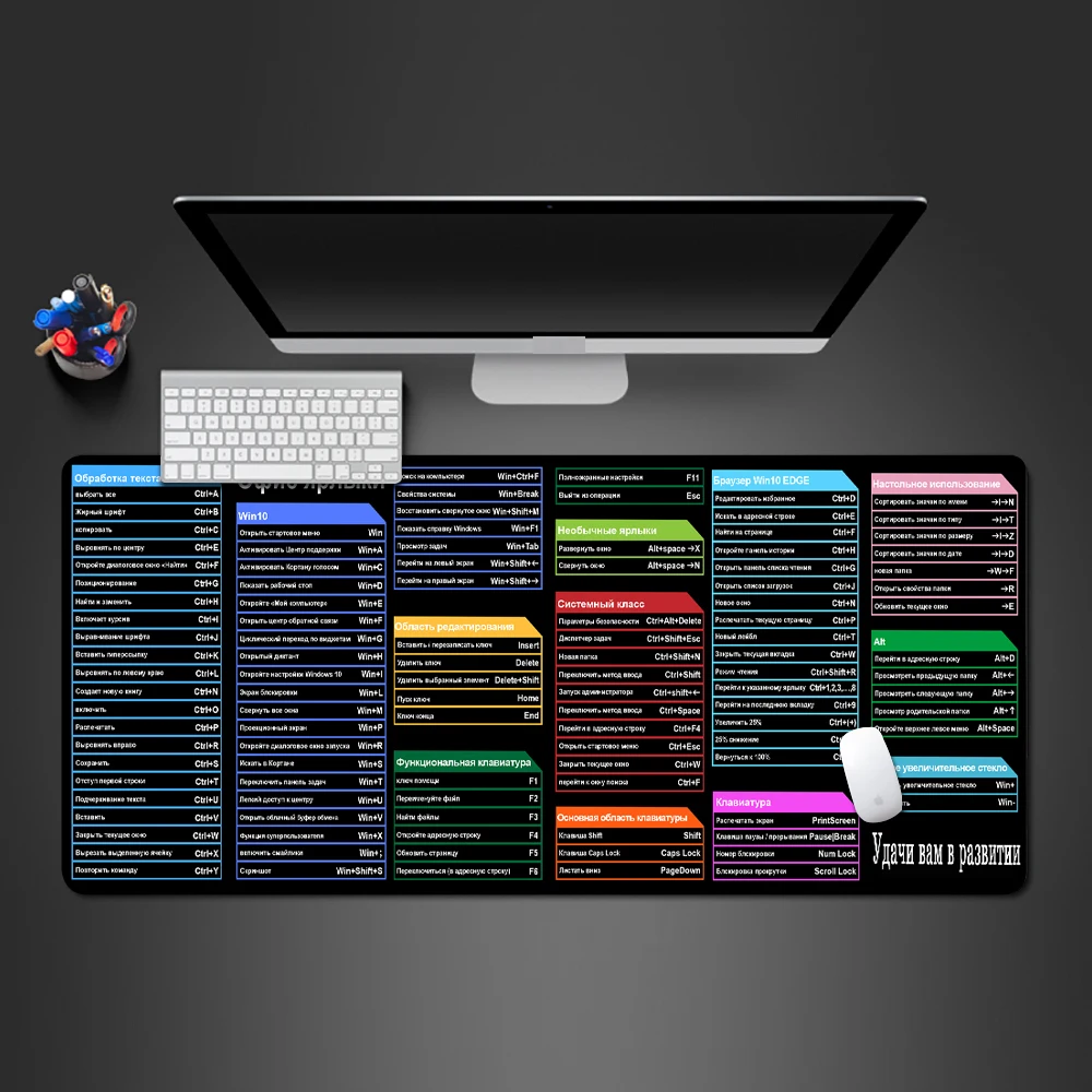 Excel Shortcut Desk Mat Keyboard Shortcut Mouse Pad Russian Version Mousepad Large Xxl Office Computer Mouse Mat Custom English