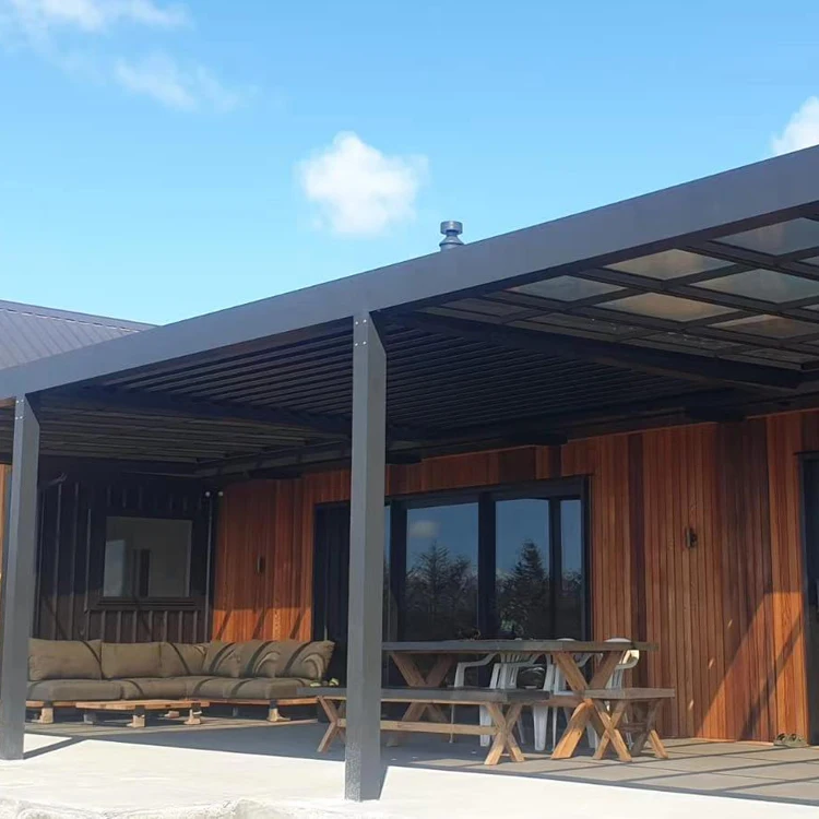 Modern Professional Motorised Rotating Louvres Pergola Roof Covers With weather Sensor