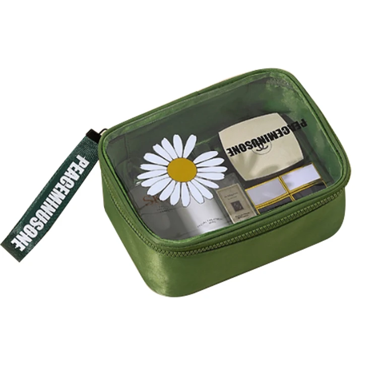 
Daisy transparent PVC portable cosmetic bag large capacity storage Travel Makeup Bags 