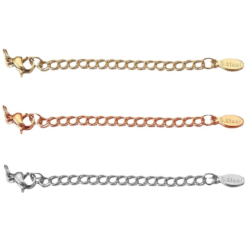 Stainless Steel Extended Extension Tail Chain Lobster Clasps Connector for Bracelet Necklace Jewelry Making DIY 5