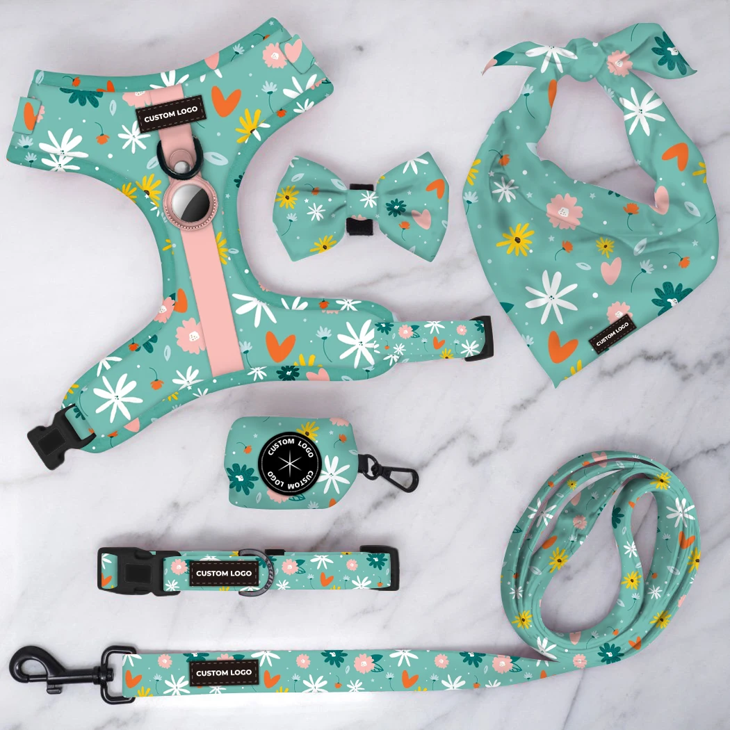 Adjustable Dog Accessories Reflective Dog Harness Set Custom Personalized Pet Supplies Dog Chest Harness Collar and leash