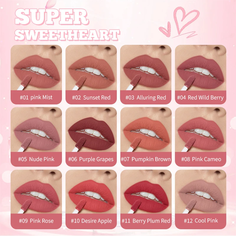 New Lip Gloss Creating Plump And Enticing Lip 12 Colorful Lip Gloss Choice Versatile Makeup Waterproof Matte Lipstick