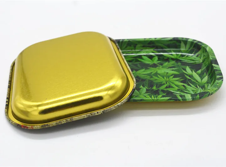 new style custom color tinplate metal smoke tray rectangular metal food serving trays rolling cigarette service tin tray