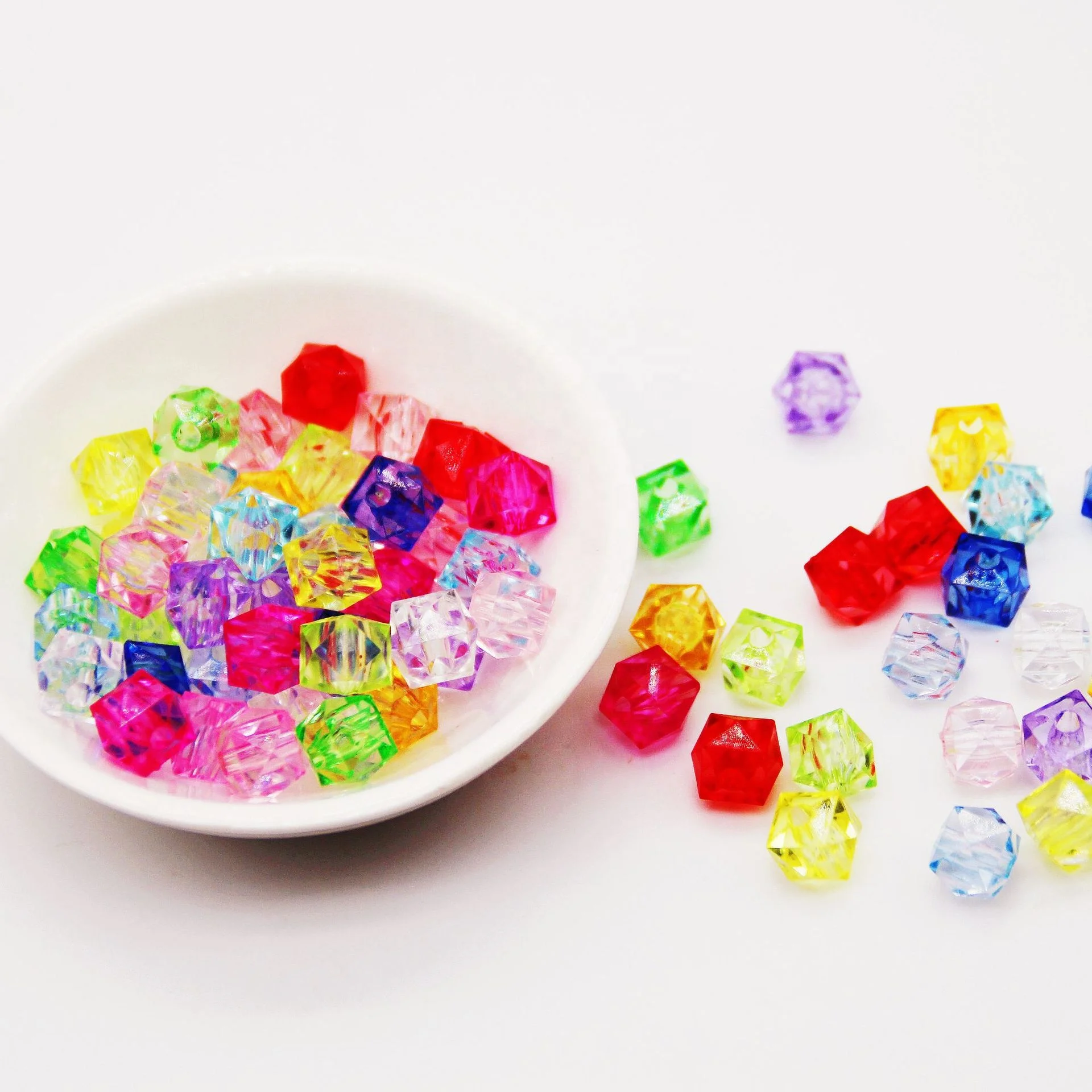 6-10mm transparent square Faceted acrylic beads Square rhombus loose bead for DIY handmade beaded acrylic tissue box