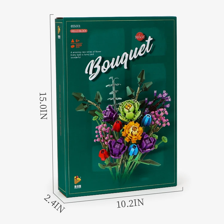 Wholesale Panlos 655001  655002 Flower Building Block Toy Diy Building Block 999PCS Building Block Bricks Construct Toy