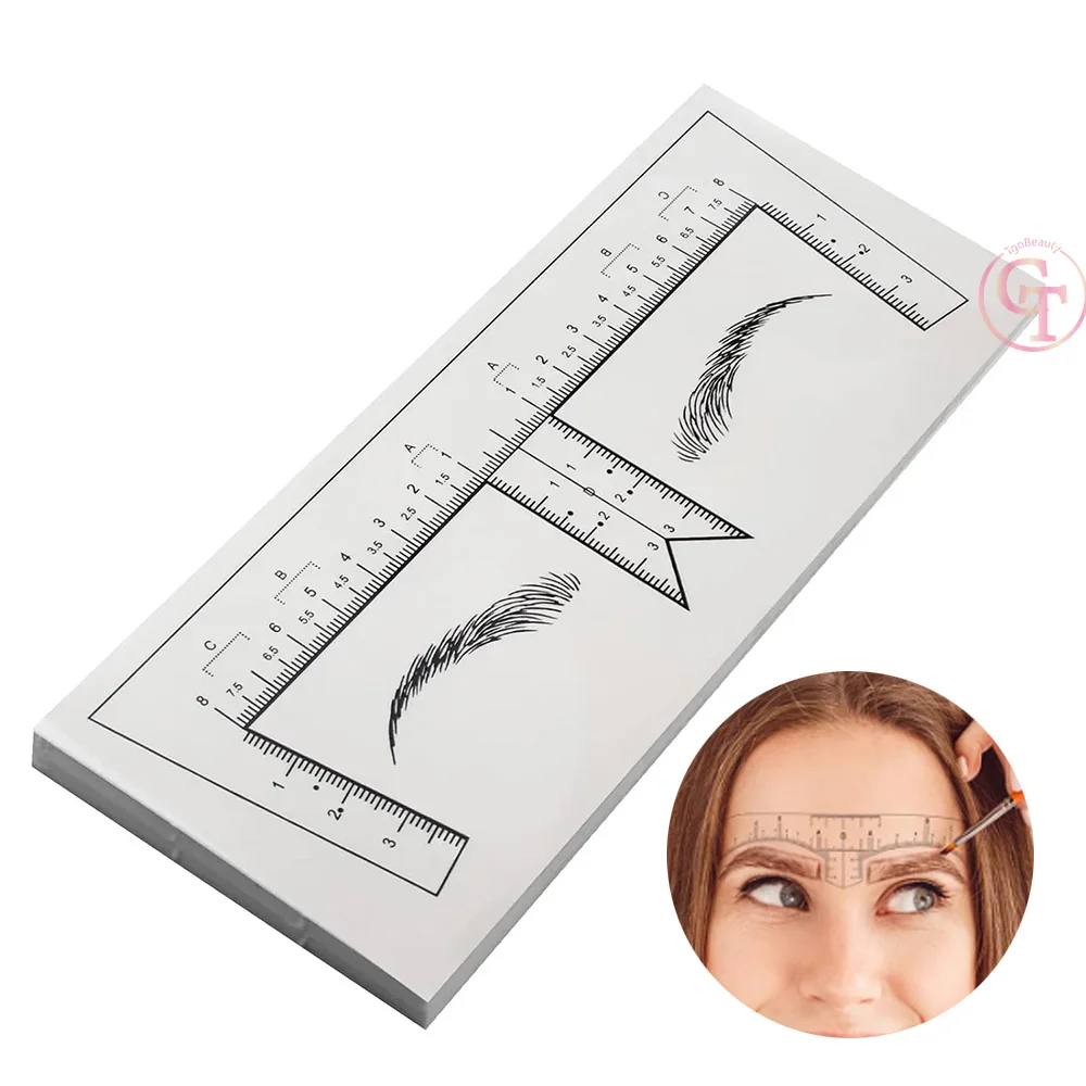 Private Label Disposable Eyebrow Ruler Sticker Microblading Stencil Brow Mapping Stickers for Powder Brow Training Academy
