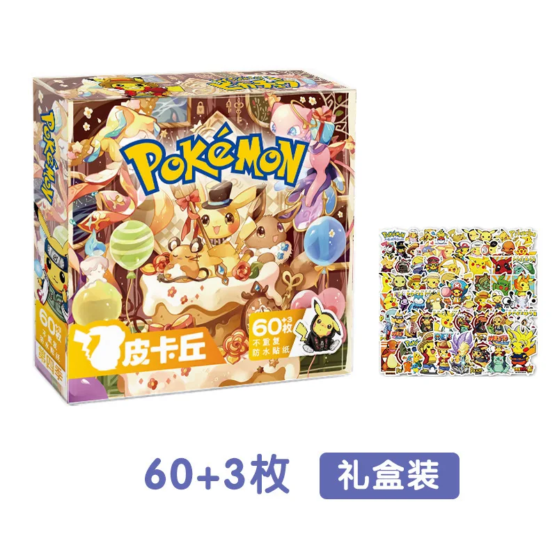 Lovely Pikachu Season 1 60-Sticker Pack Creative Office Adhesive Tape for Decorative Use