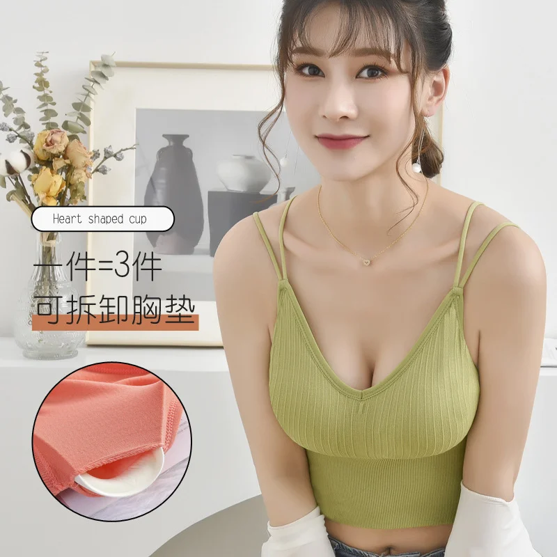 
New design selling in Southeast Asia women sport bra beauty back camisole wrapped chest Adjustable shoulder strap seamless bra 