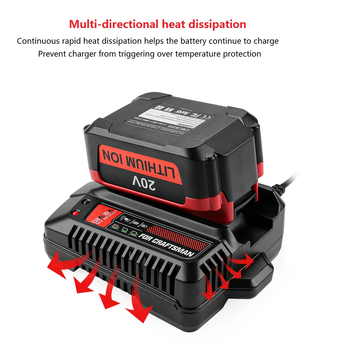 20V MAX Battery Charger CMCB104 Compatible with Craftsman V20 Lithium Battery