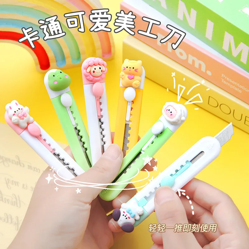 Мультяшное искусство, оптовая продажа, миниатюрный портативный экспресс-Открыватель для коробок, для студентов, ручная работа, офисный бумажный нож, нож для обоев