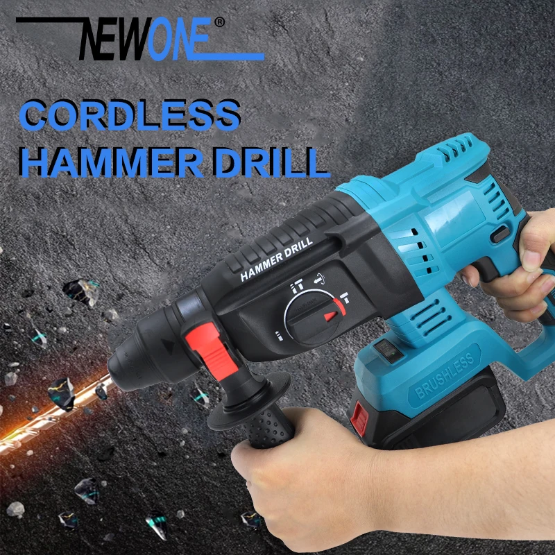 NEWONE Brushless cordless Rotary Hammer drill Impact function drill electric Hammer for 18V MAKITA battery