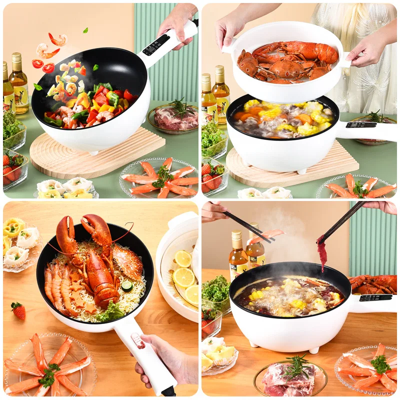 Multi-function Rice Soup  Boiling Water Mini Electric Hot Pot  Cooker Non-stick Rapid Noodle Cooker