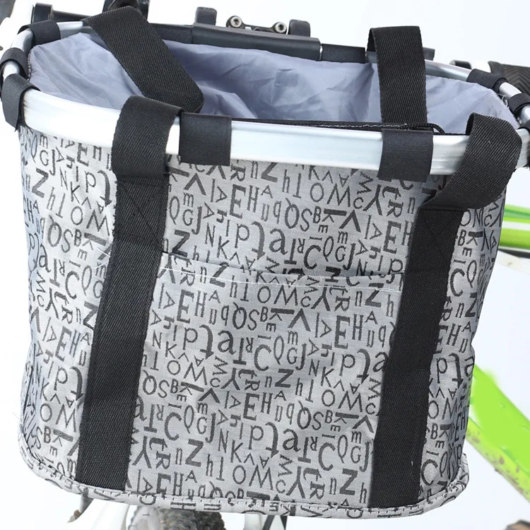 Portable folding bicycle basket with pet dog front handles