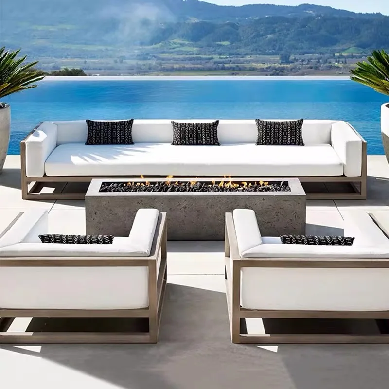 Nordic Modern Hotel Terrace Leisure Sofa Combination Aluminum Frame Outdoor Garden Sofa Set