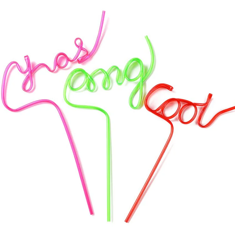 Модная новинка, сумасшедший логотип на заказ, украшение для вечеринки в форме букв, многоразовая соломинка, сумасшедшая соломинка для питья