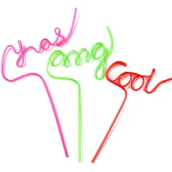 Fashional Novelty Custom Crazy Logo Letter Shape Party Decoration Reusable straw crazy drinking straw
