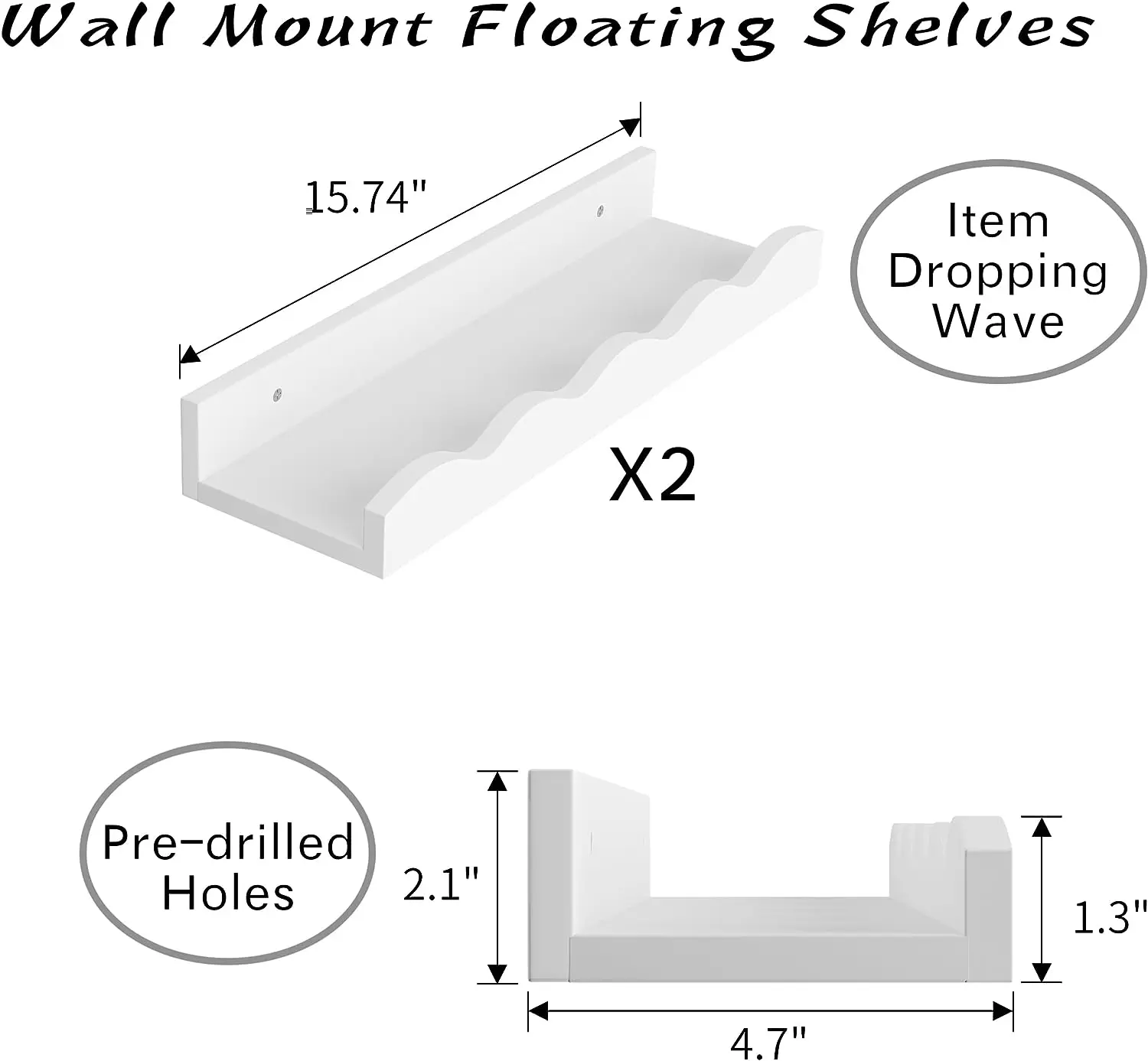 Bookcase 2-piece modern wooden storage rack suitable for wall decoration  books  toys and photo frames