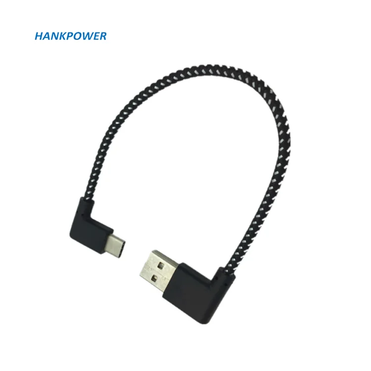 Right Angle USB Type C Mobile Phone Data Cable For Android Fast Charger 90 Degree Nylon USB C Data Cable