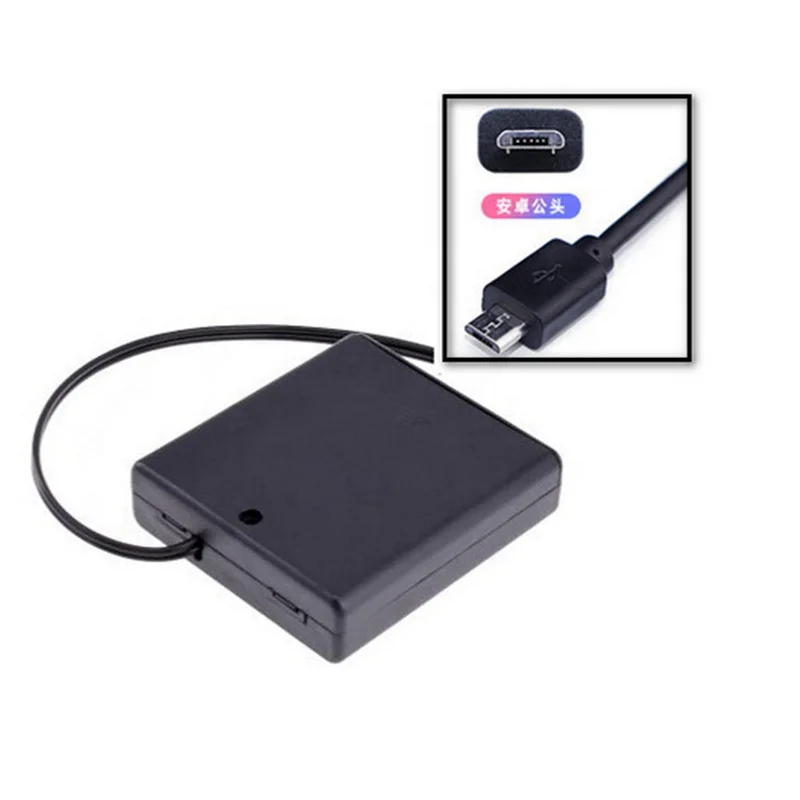 AA 6V button battery holder case 4slots smt 4AA switch&cover plastic battery holder case with micro connector