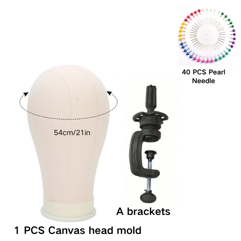 42 Pcs Set Canvas Head for Wigs 21/22/23/24 inch Salon Styling Hairstyle Doll Head Durable Equipped with brackets & Pearl Needle