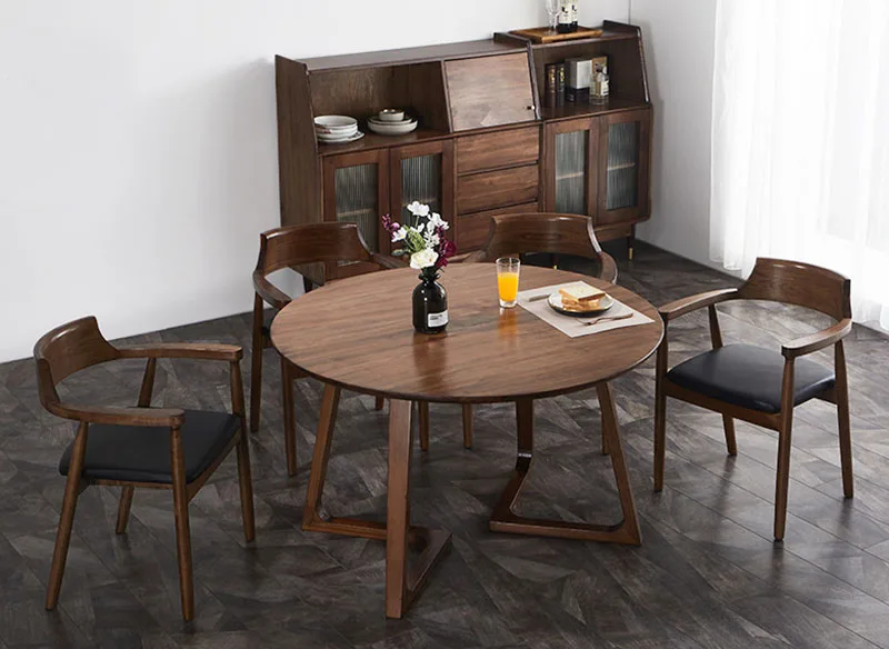 V shape pedestal walnut mahogany oak ash rubber teak solid wood dining room furniture 8 person 10 chairs round dinner tables