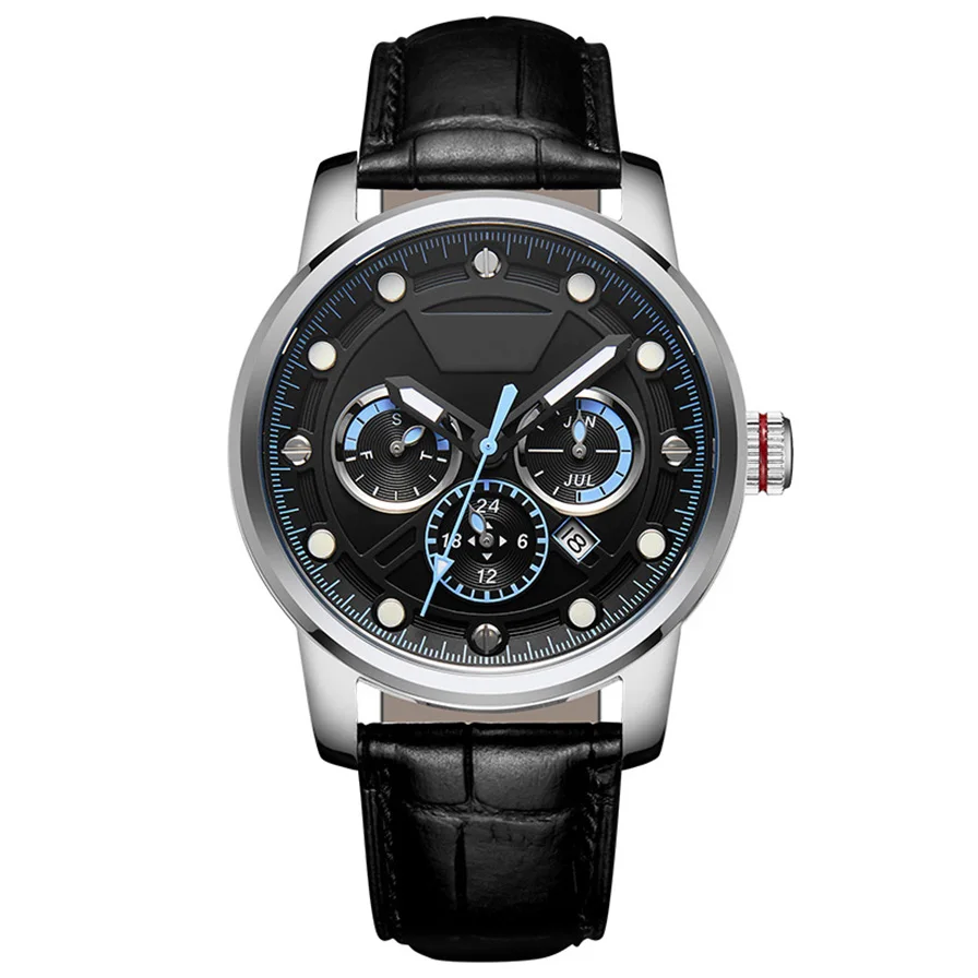 Top grade stainless steel case complete calendar Miyota movement leisure men mechanical wristwatch