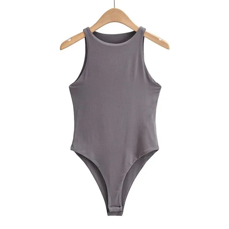 Women casual two layer molder cotton Sexy Slim beach Jumpsuit Romper girl Bodysuit solid clothes clothing Jumper body suit Top