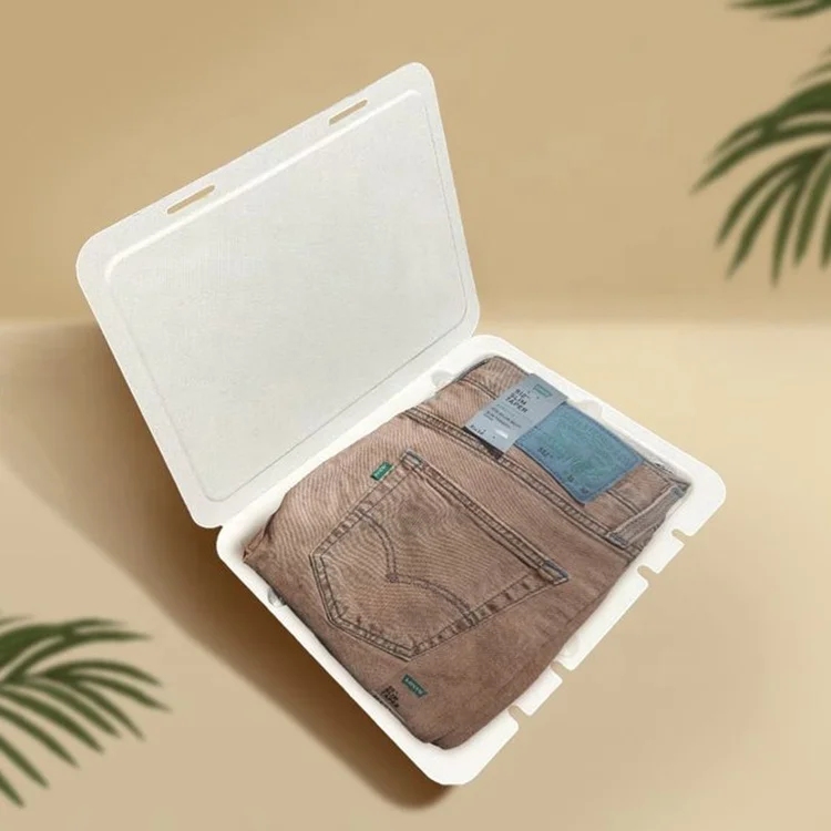 Sustainable Molding Pulp Paper White Box Packing for Garment Clothes T-shirt Dress