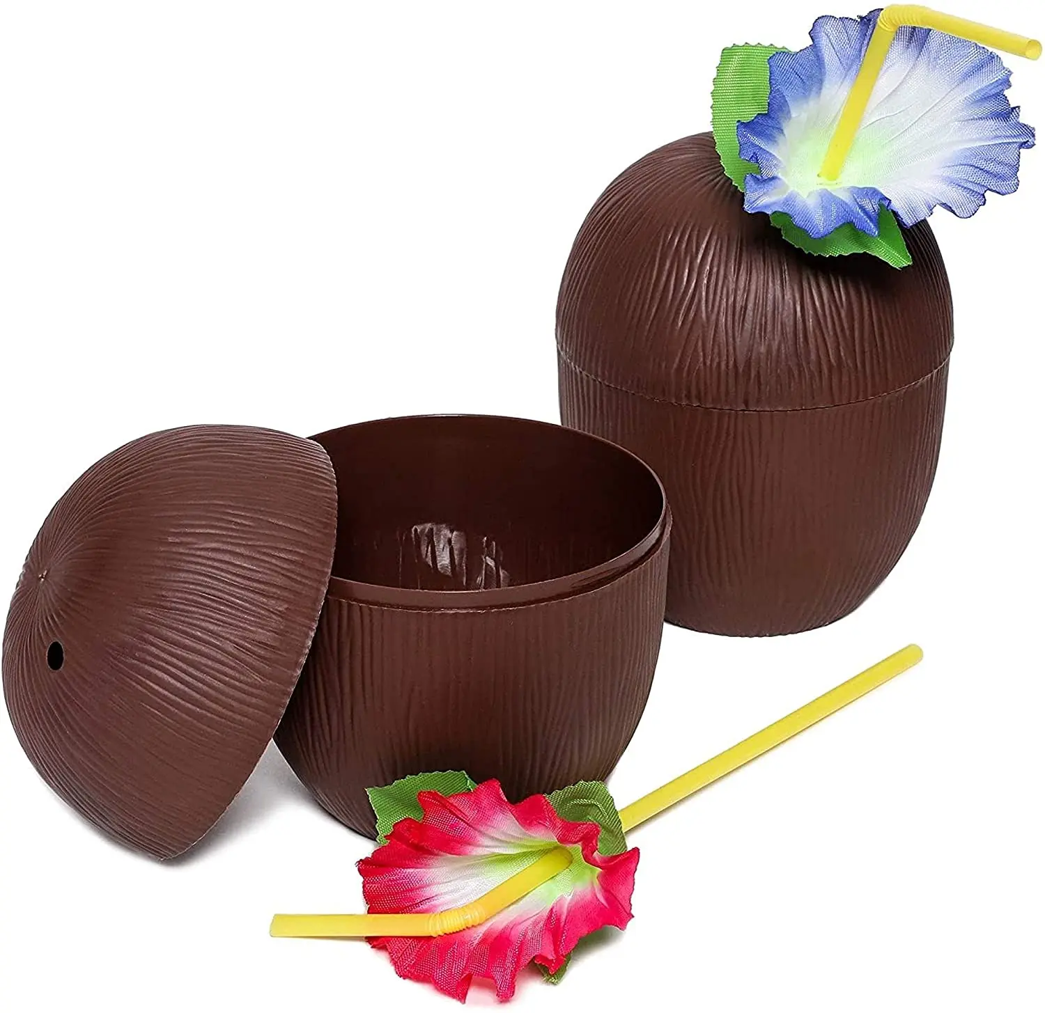 hot sale Plastic Coconut Cups with Straws Hawaiian Tropical Luau Party Supplies coconut shell cups coconut drink cup