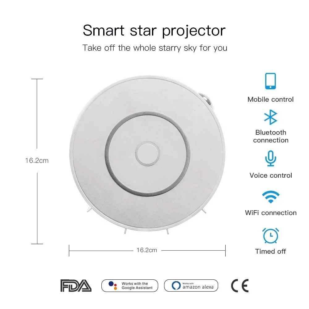 Tuya WiFi Smart Star Projector Laser Starry Sky Projector Waving Night Light Led Colorful APP Wireless Control Alexa Google Home