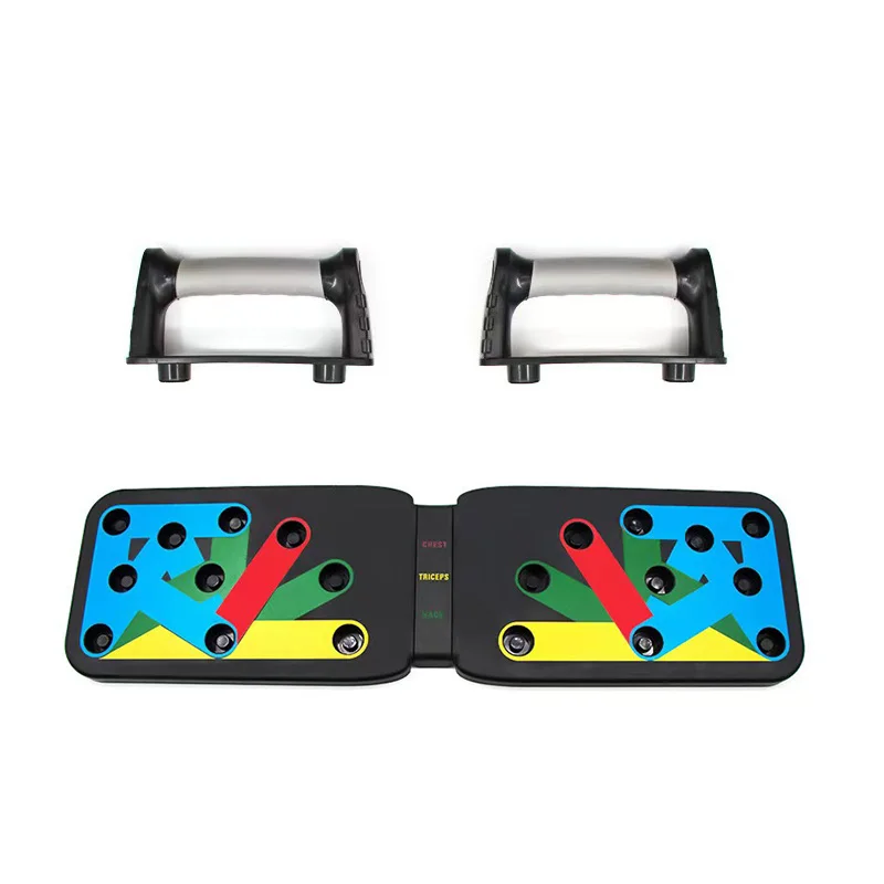 Sit Up Push Ups Foldable Push Up Board Folding Push Up Support With Bands Multifunctional Fitness Board Fitness Equipment