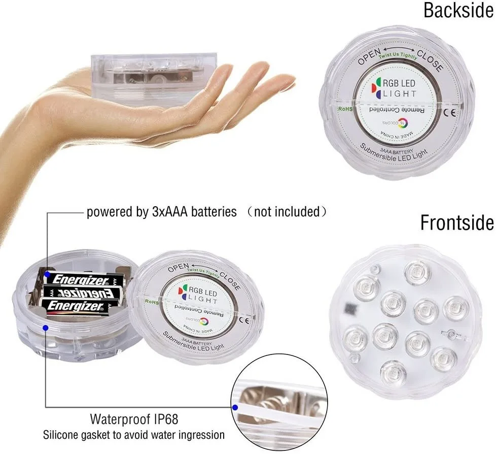 Ip68 Waterproof Led Rgb Swimming Pool Light Seven Color Underwater Lighting Party Holiday Aquarium Diving Light