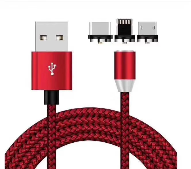 Wholesale On stock 3 in 1 magnetic cable charger 540 micro lighting mobile phones type c usb fast charging magnetic phone charge