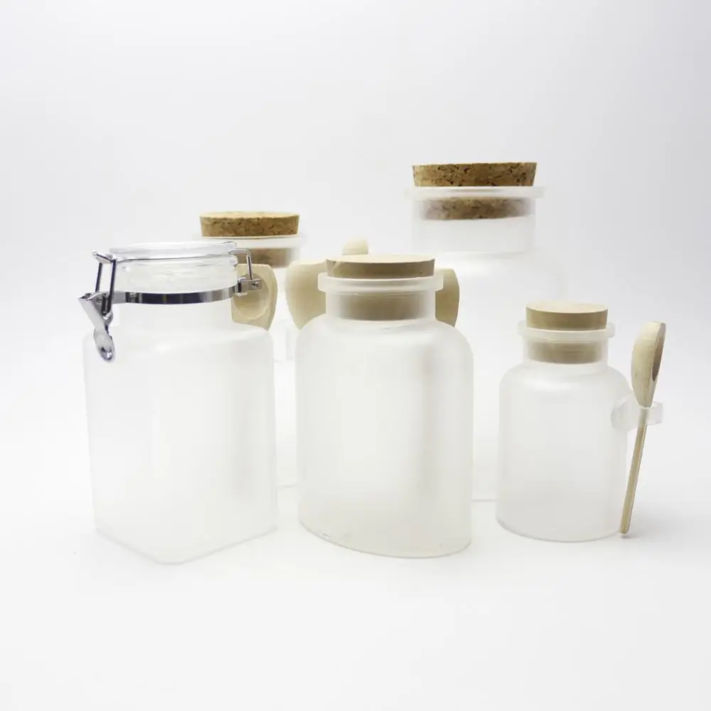 100g/200g/300ml/500ml empty matte plastic bath salt jar/bottle/container for body scrub