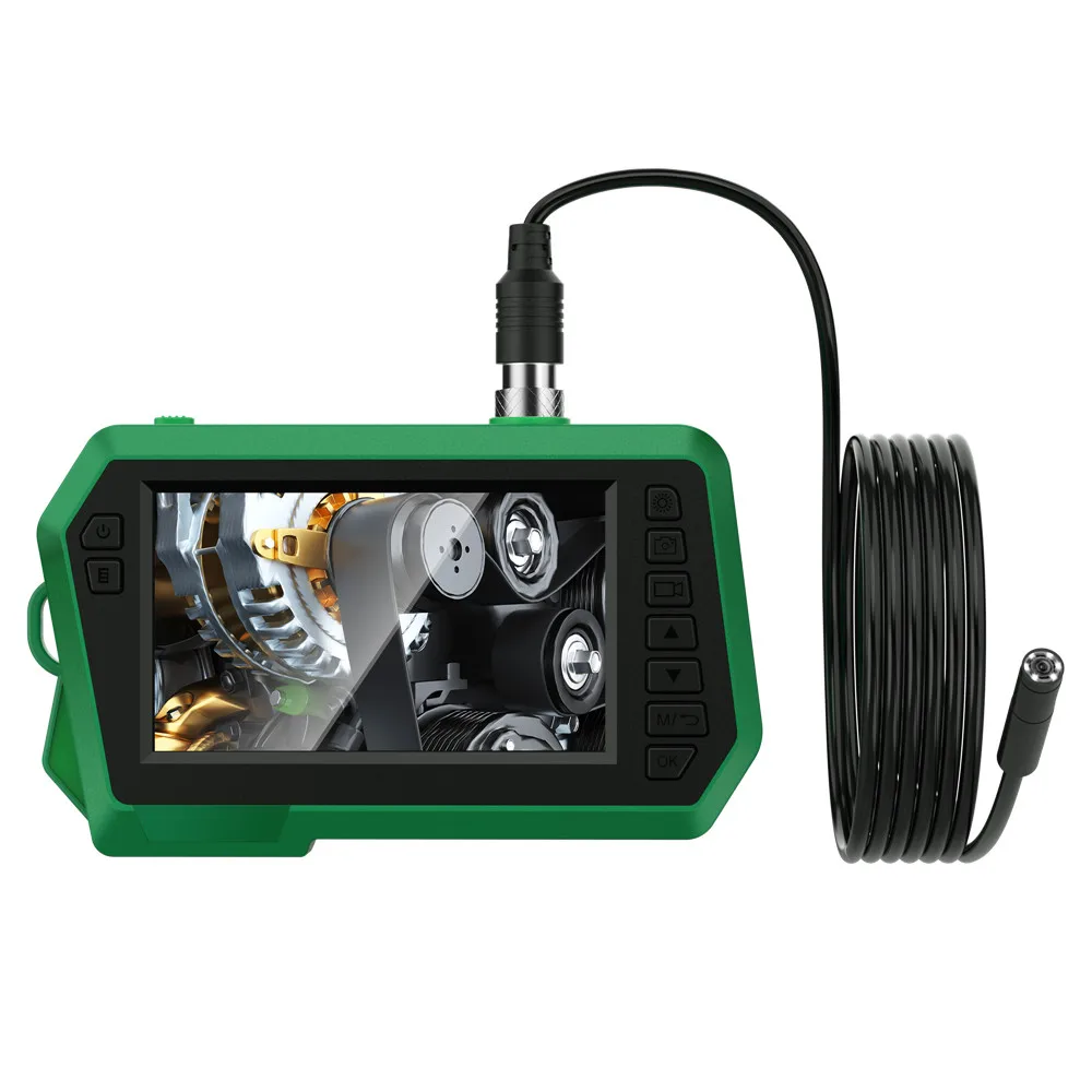 Green 4.3inch screen 2-10M IP67 Dual Lens Industrial Endoscope1080P Digital Borescope Inspection Sewer Camera 8mm 6 LED Lights