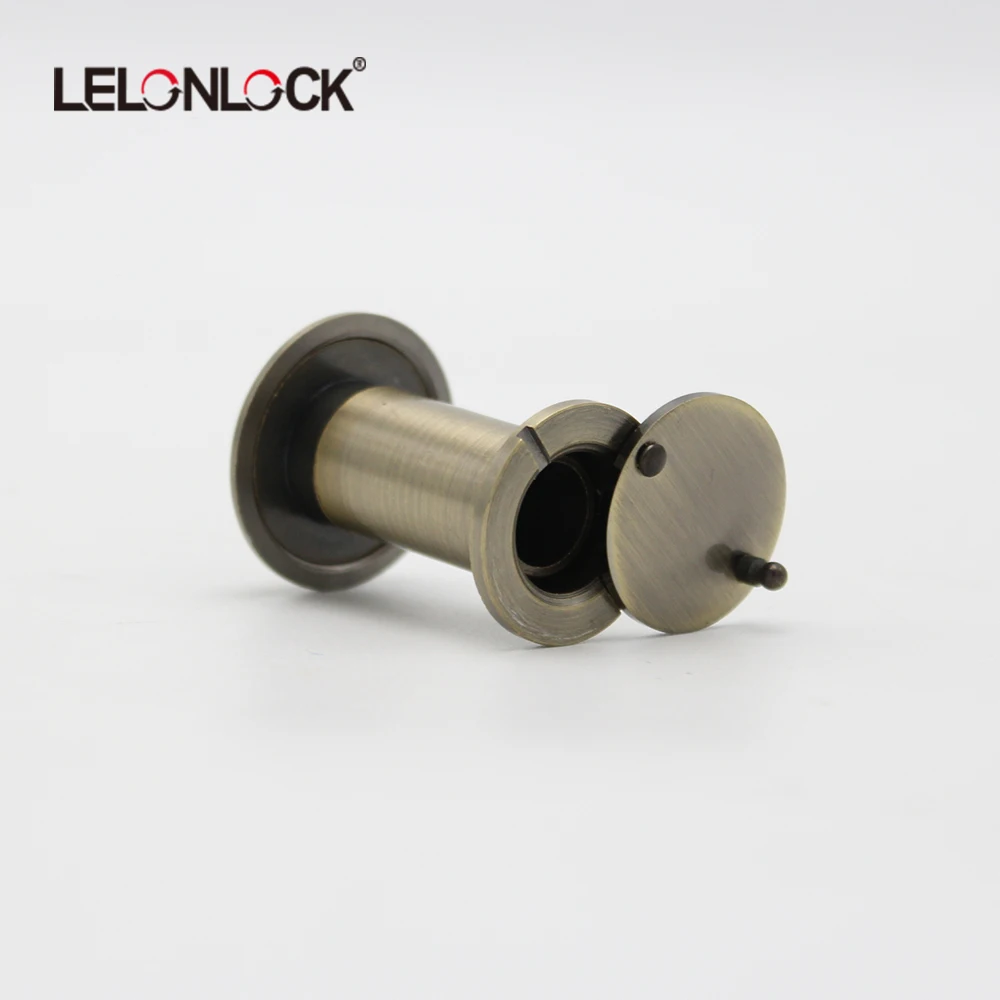 200 degree version antique brass door viewer with cover