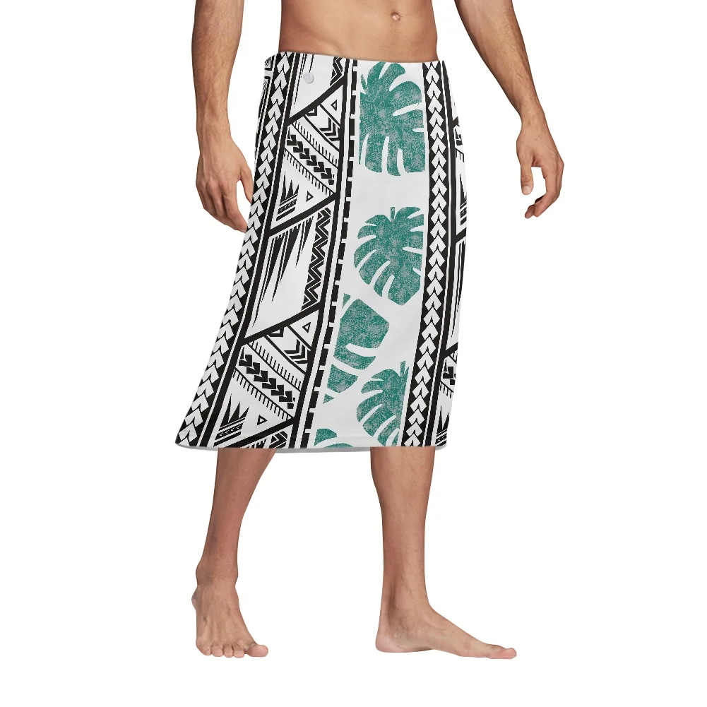 Custom MOQ 1 Polynesian Samoan Tribal Design Men Sarong Casual Beachwear Southeast Asia Ethnic Clothing Wrap Skirt Dress